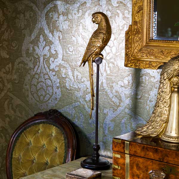 Art Deco Gold Parrot Statue Mounted on a Black Stand - Image 7