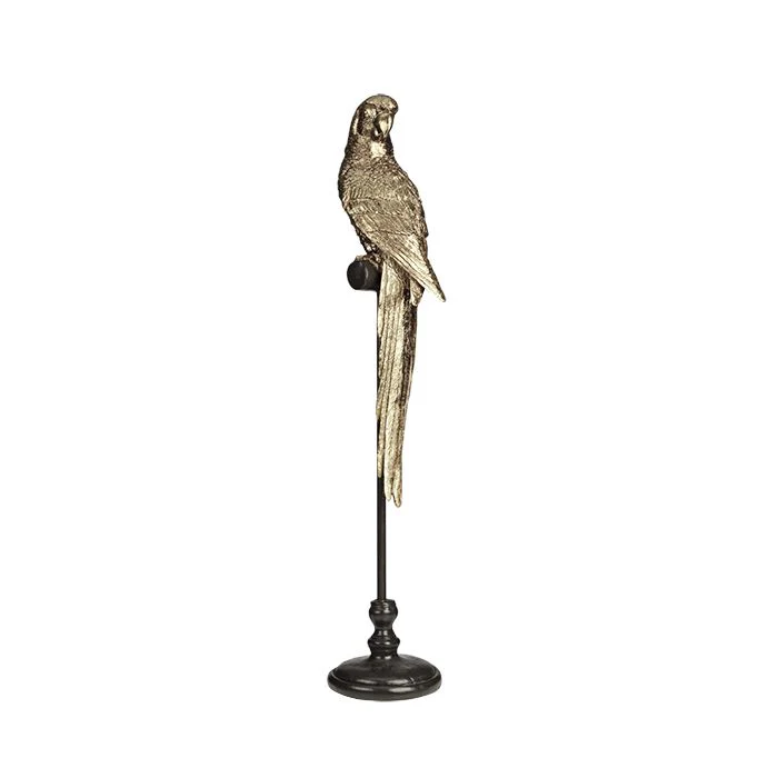 Art Deco Gold Parrot Statue Mounted on a Black Stand - Image 8