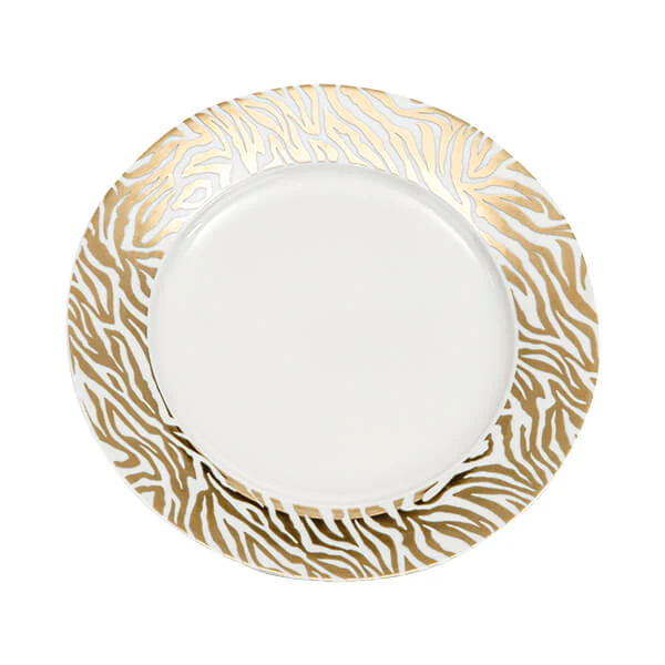 Art Deco Gold and White Zebra Dinner Plate - Image 2