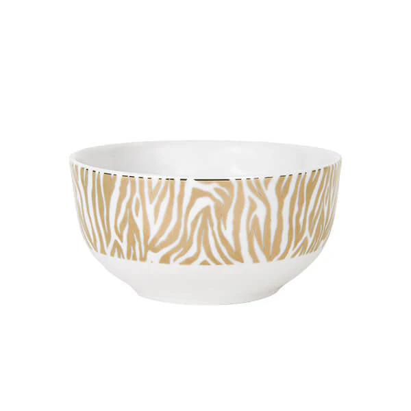Art Deco Gold and White Zebra Print Bowl - Image 2
