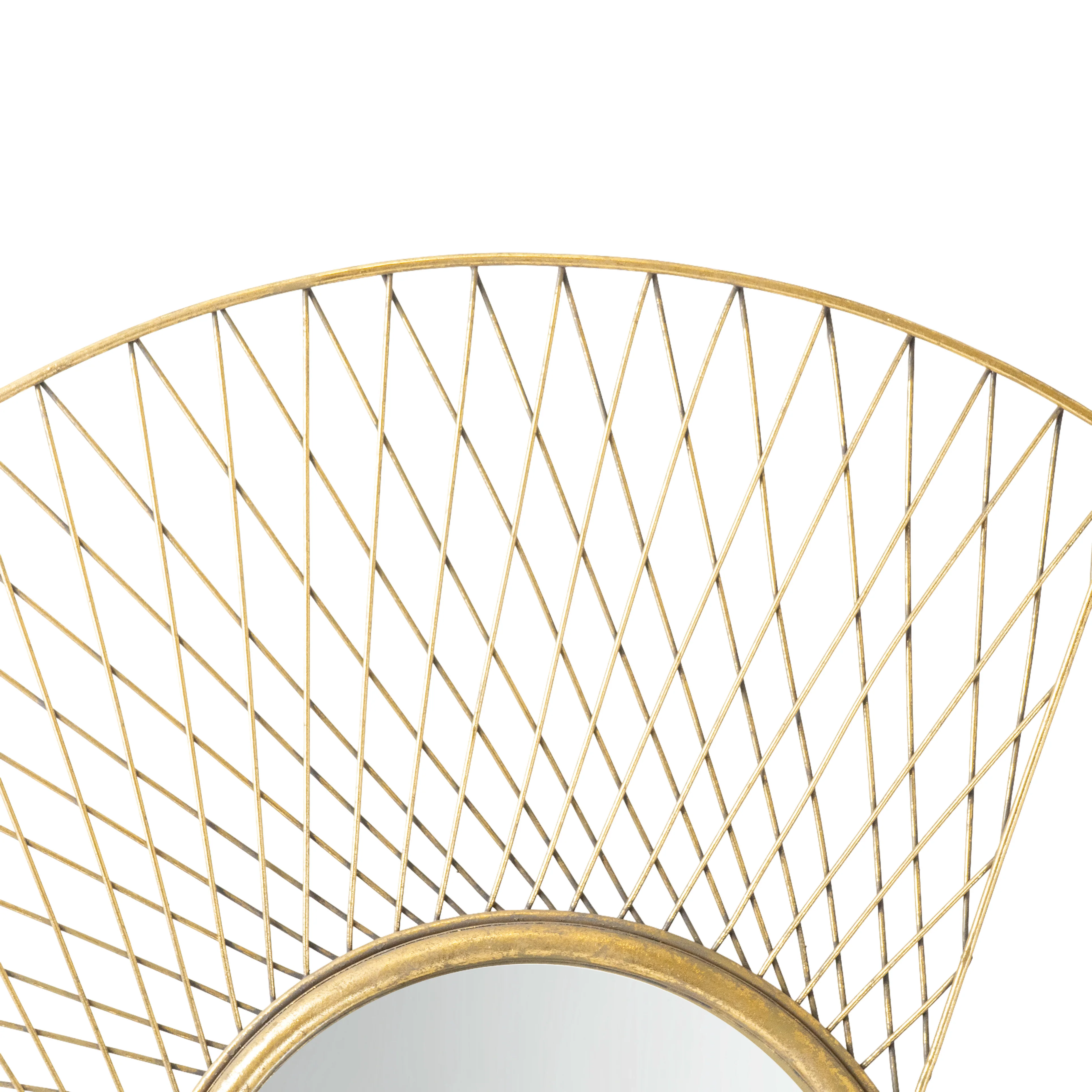 Art Deco Round Mirror with Gold Metal Frame - Image 3