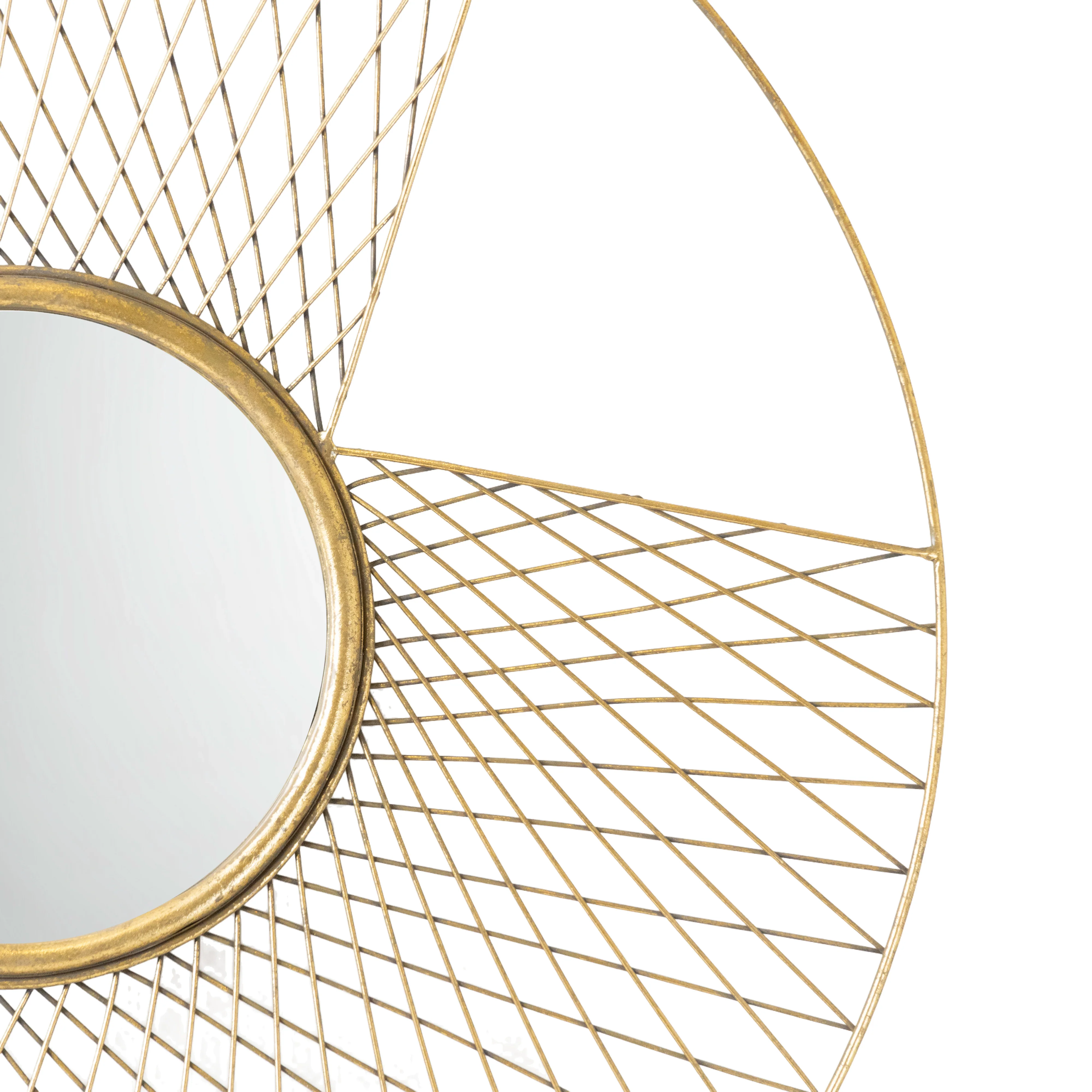 Art Deco Round Mirror with Gold Metal Frame - Image 4