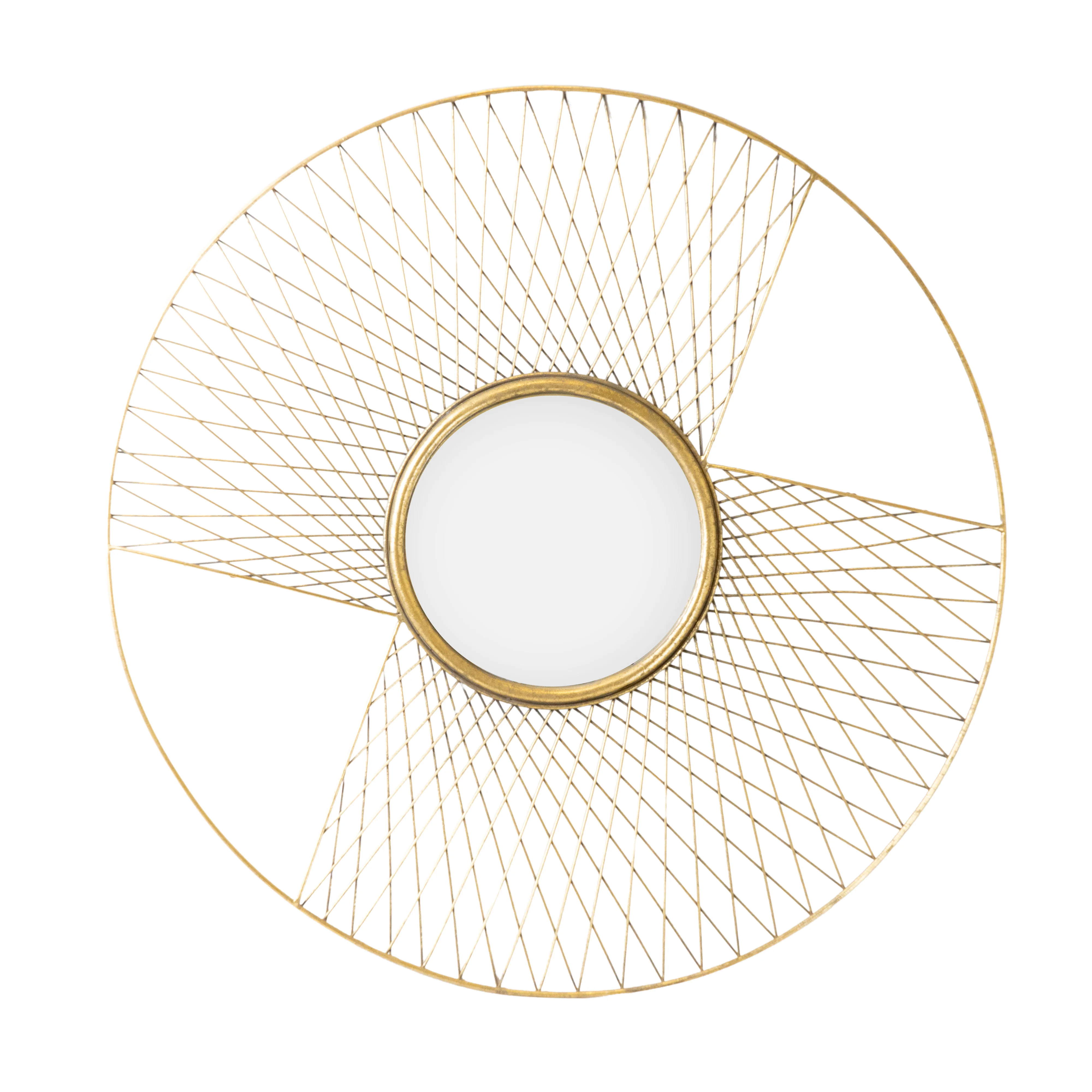 Art Deco Round Mirror with Gold Metal Frame - Image 5