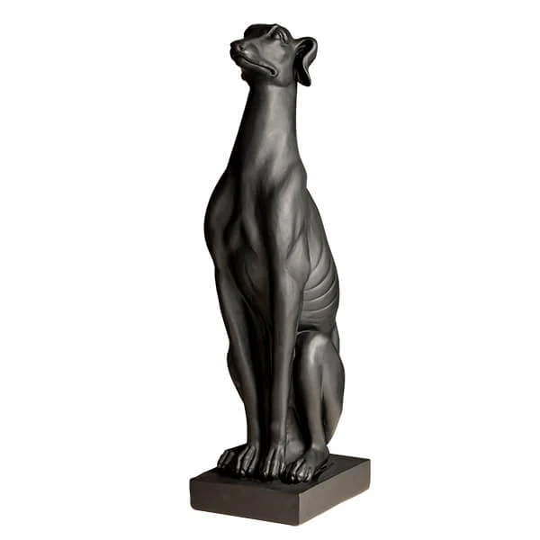 Art Deco Sitting Black Greyhound On Plinth Ornament - Image 11