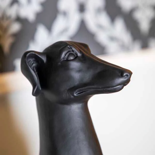 Art Deco Sitting Black Greyhound On Plinth Ornament - Image 4