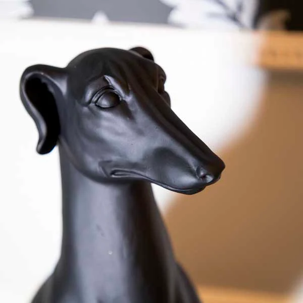 Art Deco Sitting Black Greyhound On Plinth Ornament - Image 5