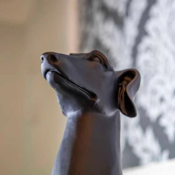 Art Deco Sitting Black Greyhound On Plinth Ornament - Image 6