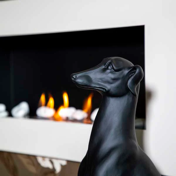 Art Deco Sitting Black Greyhound On Plinth Ornament - Image 8