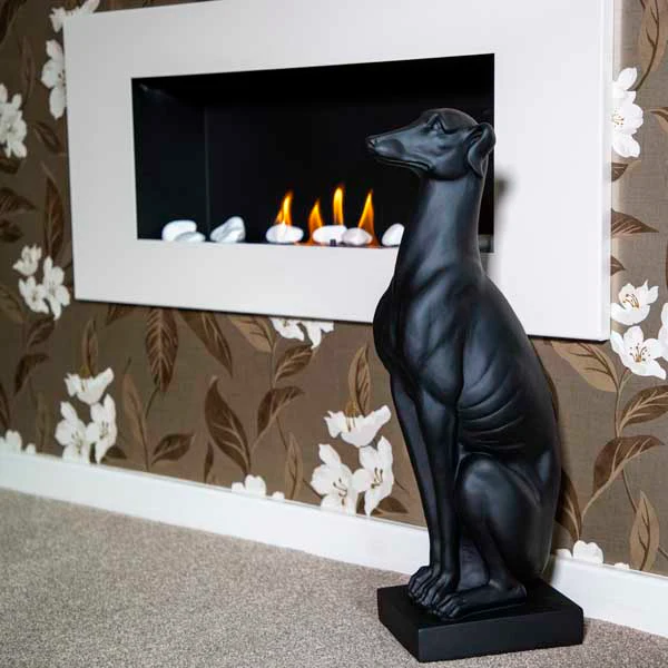 Art Deco Sitting Black Greyhound On Plinth Ornament - Image 9