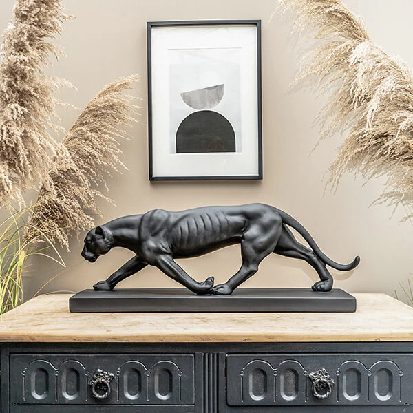 Art Deco Style Black Panther On Plynth Ornament