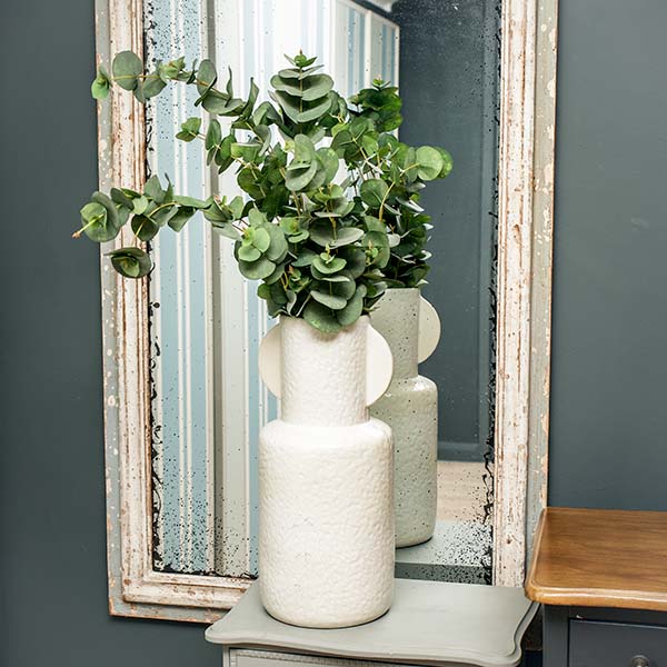 Art Deco Style Cream Vase with a Wide Neck