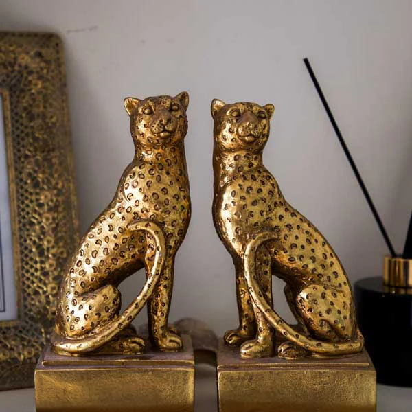 Art Deco Style Gold Leopard Bookends - Image 6