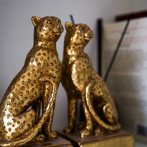 Art Deco Style Gold Leopard Bookends - Image 7