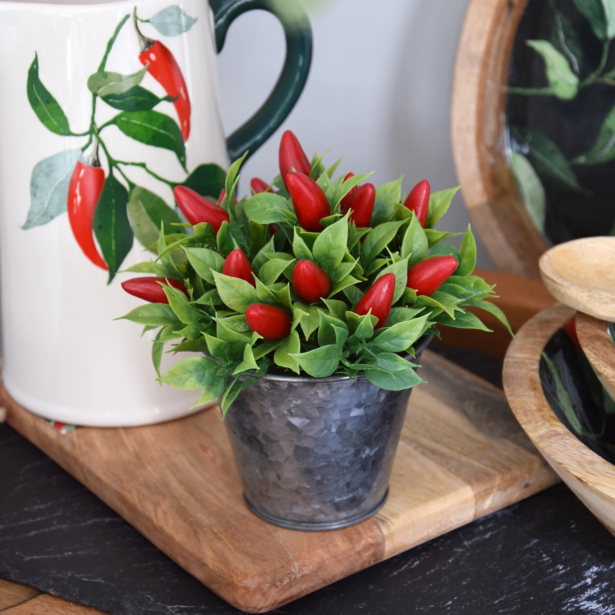 Artificial Chillies in Decorative Tin - 15cm - Image 3