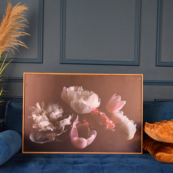 Artistic Purple Flower Print on a Canvas in a Gold Frame - Image 3