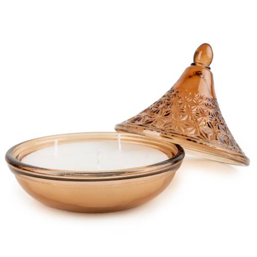 Bergamot & Oud Candle in Amber Brown Glass Holder - Image 2