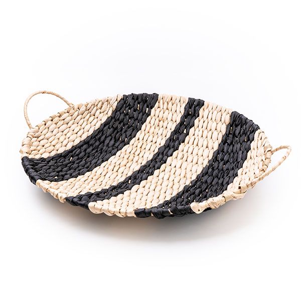 Black and Beige Rush Paper Stripe Plate - Image 4