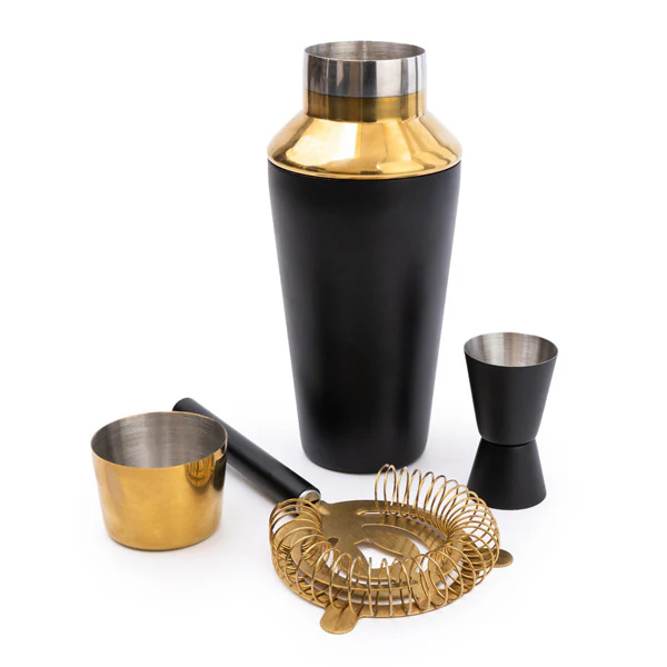 Black and Gold Cocktail Shaker Set with Gift Box and Recipe Card - Image 11