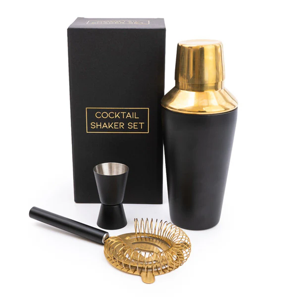 Black and Gold Cocktail Shaker Set with Gift Box and Recipe Card - Image 12