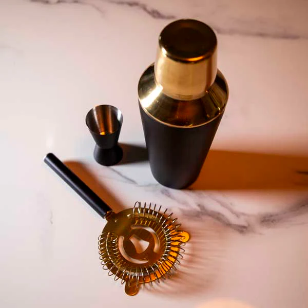Black and Gold Cocktail Shaker Set with Gift Box and Recipe Card - Image 8