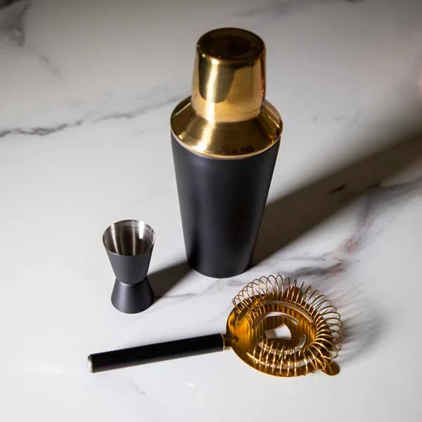 Black and Gold Cocktail Shaker Set with Gift Box and Recipe Card - Image 9