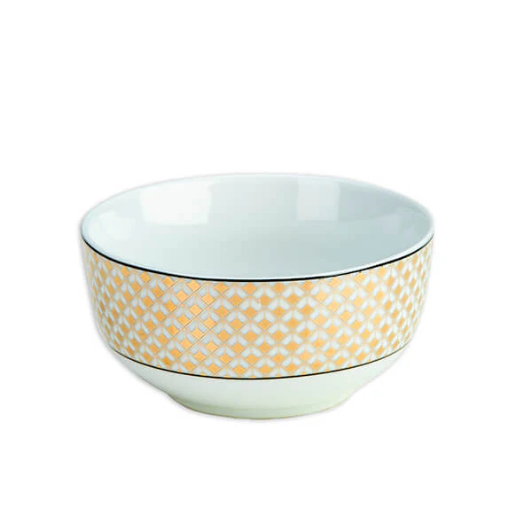 Black and Gold Patterned Geometric Bowl - Image 2
