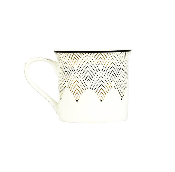 Black and Gold Patterned Mug Bone China - Image 2