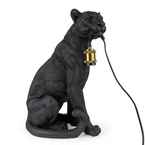 Black Leopard Resin Lamp Base