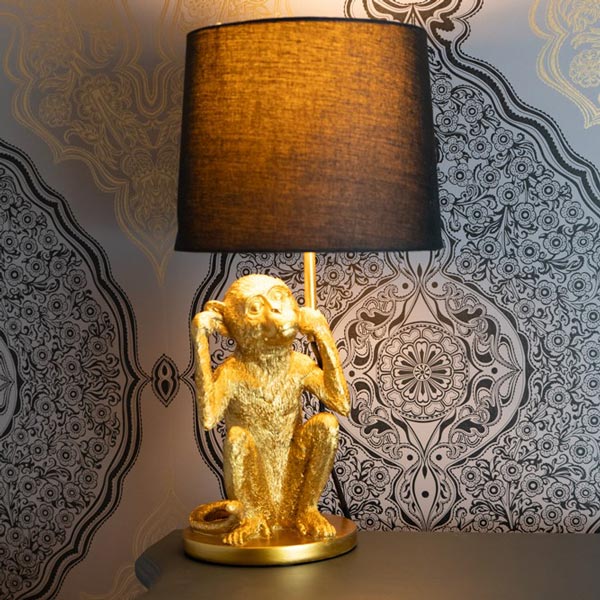 Playful Elegance with Black Monkey Lamp with Matching Shade - Image 3