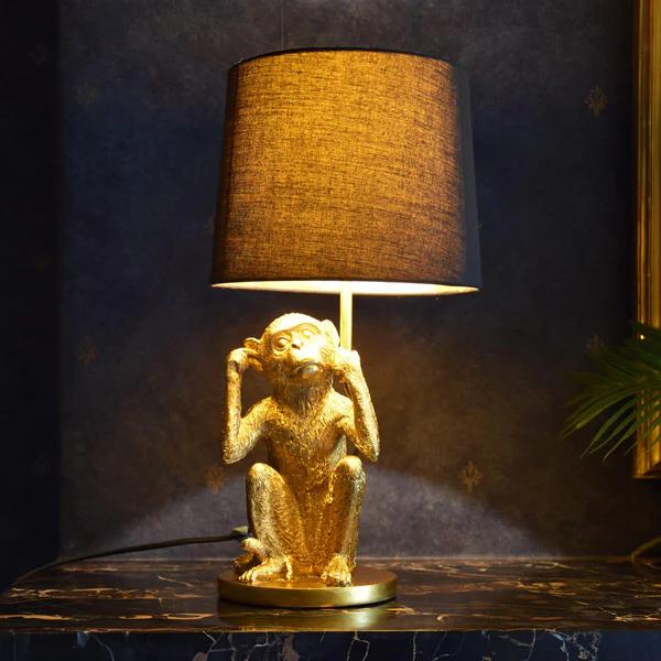 Playful Elegance with Black Monkey Lamp with Matching Shade - Image 4