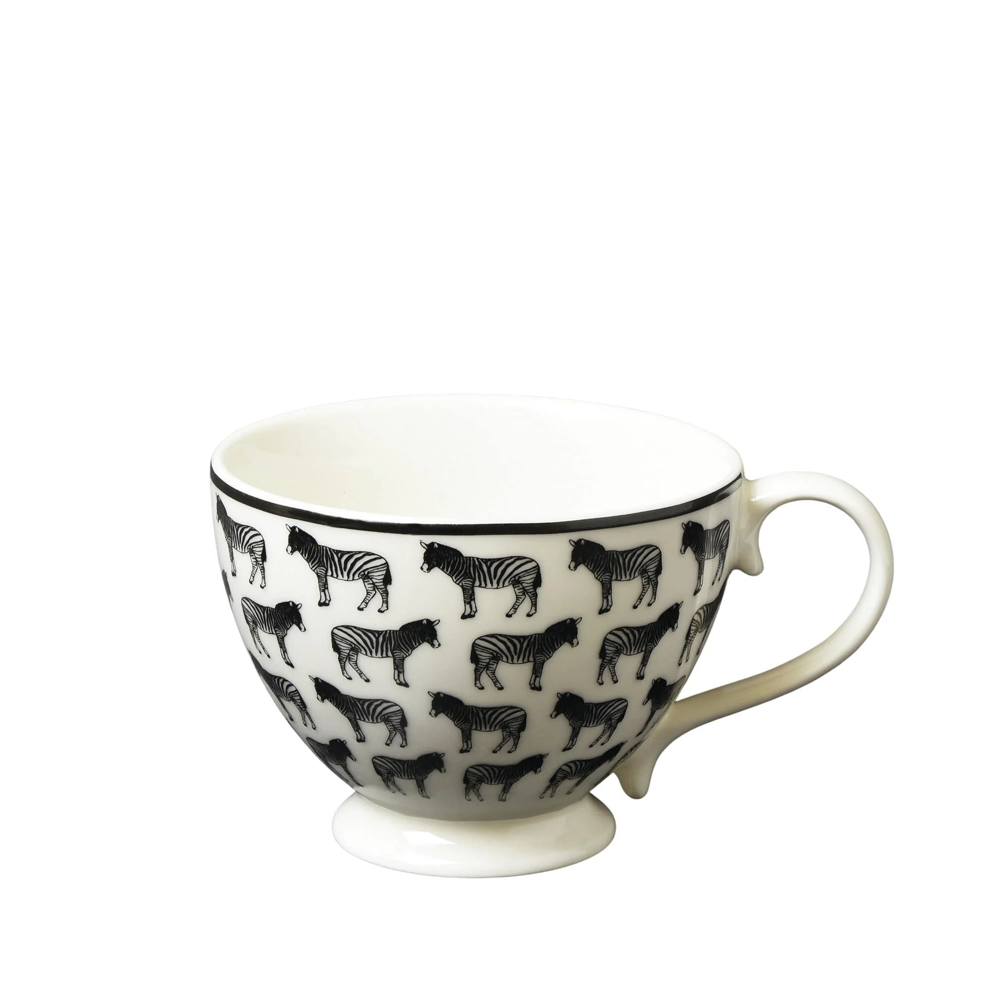 Black and White Zebra Design Footed Mug with a White Handle - Image 2