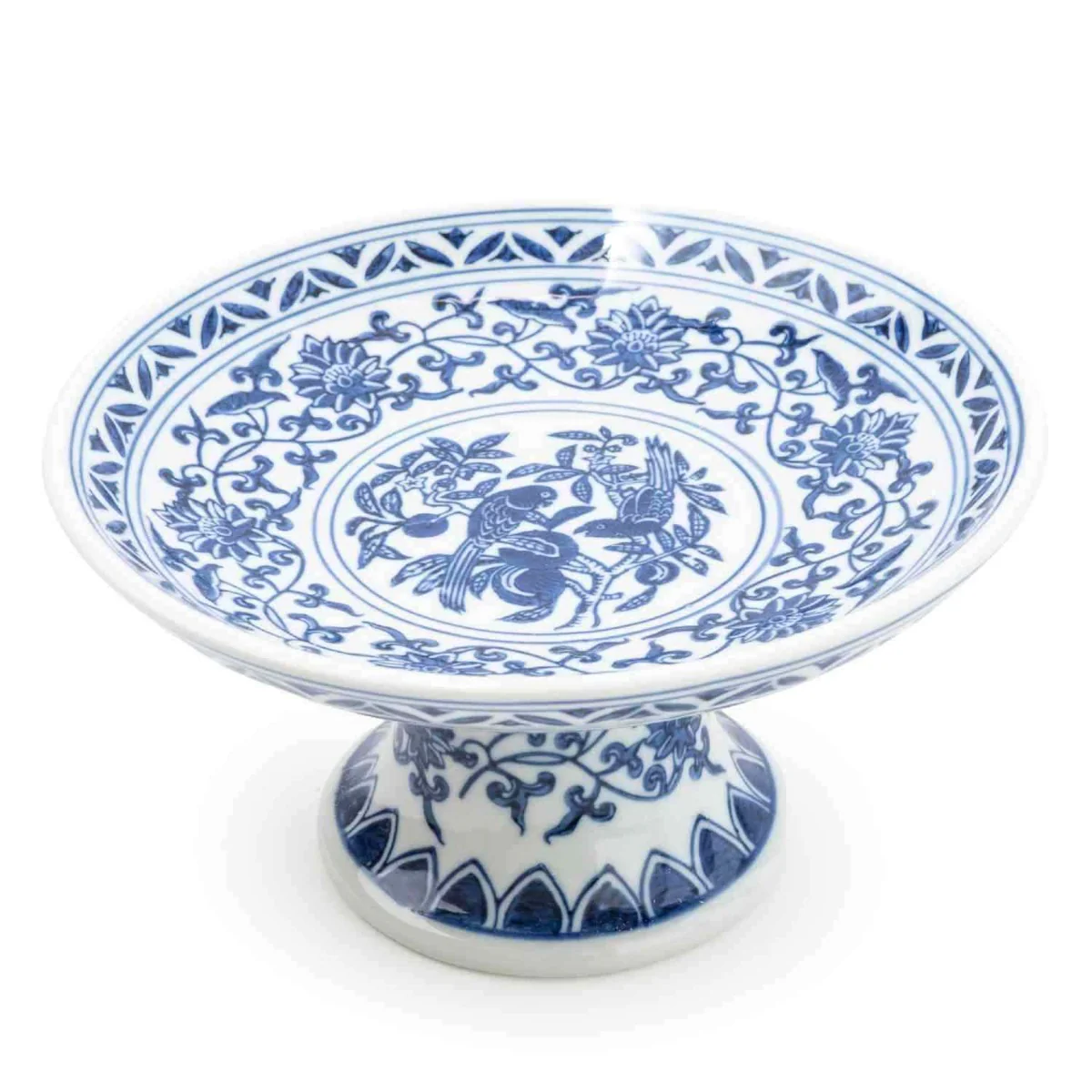 Blue and White Floral Cake Stand, Elegant Design - Image 2