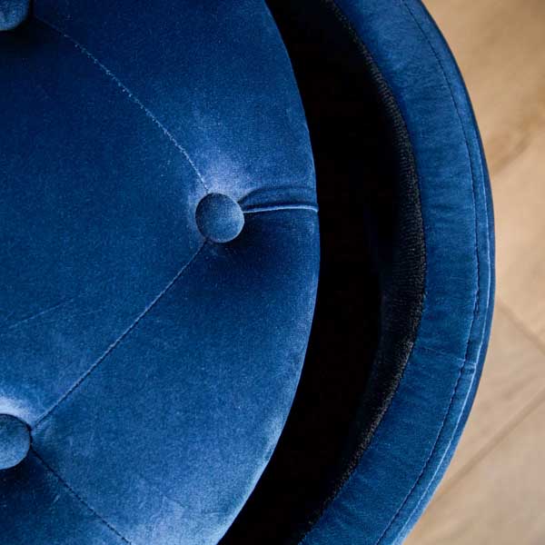 Blue Brooklyn Velvet Ottoman Stool with Gold Legs - Image 3