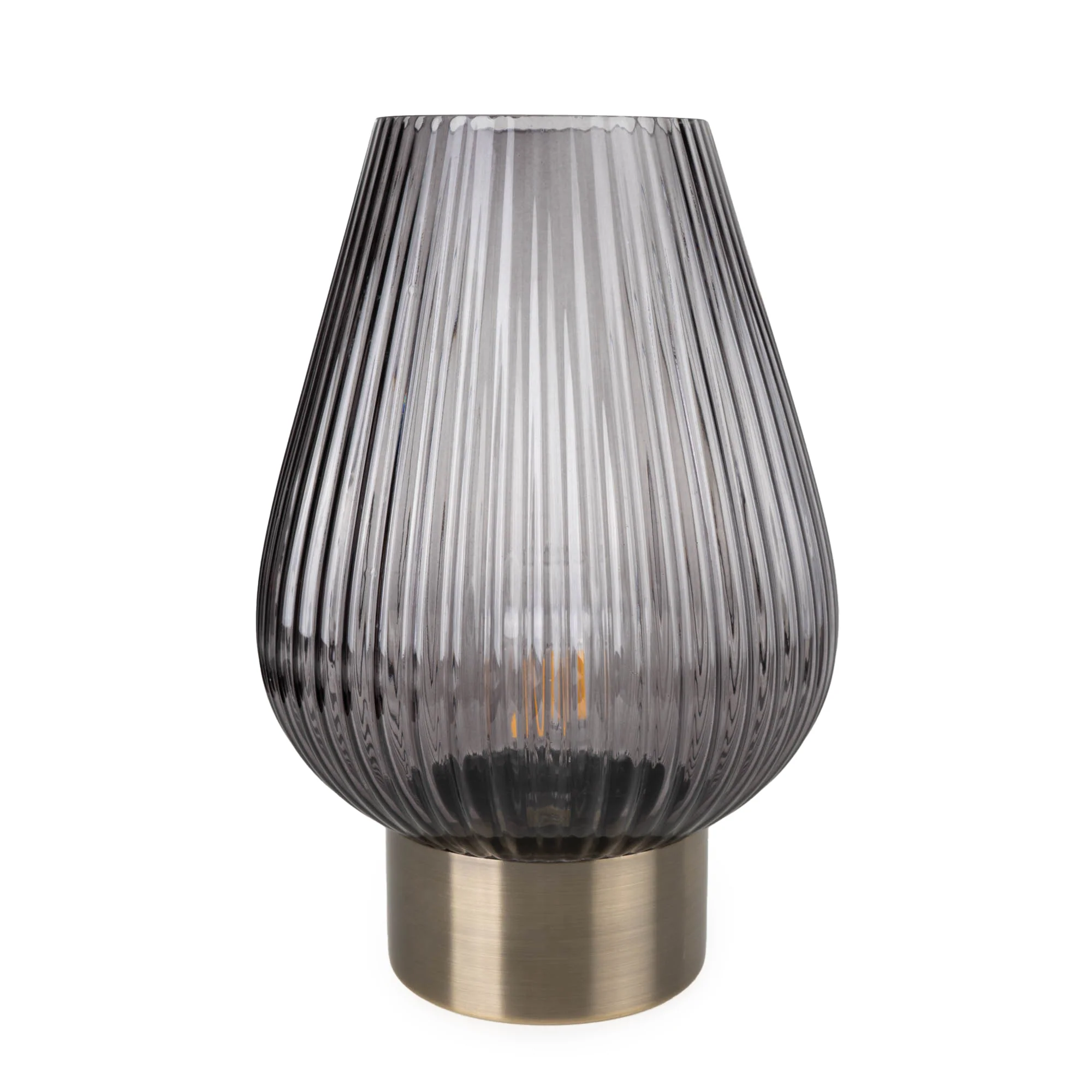 Smoked Grey, Footed Glass LED Table Lamp - Image 3