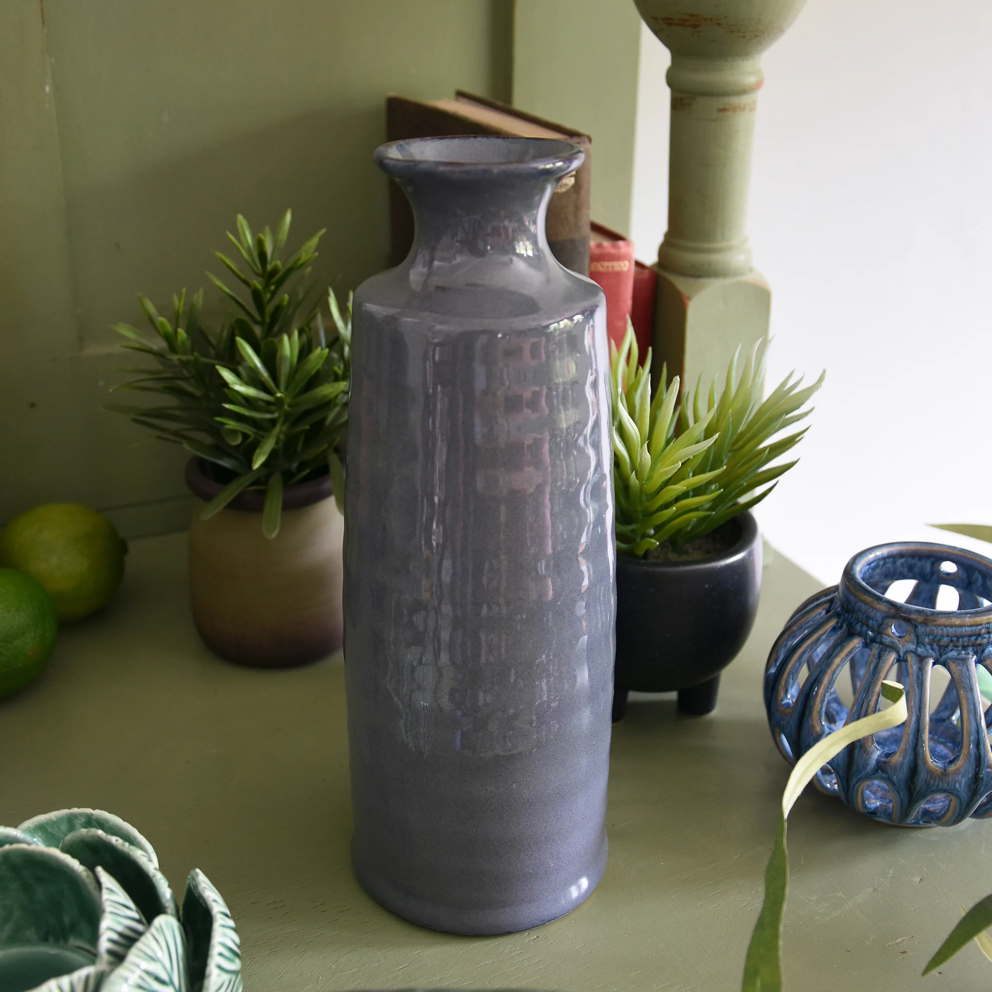 Stunning Reactive Blue Bottle Vase - Image 3