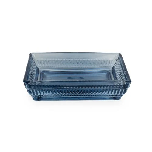 Blue Ridged Glass Soap Dish - Image 2