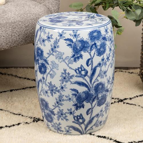 Blue & White Ancient-Inspired Stool
