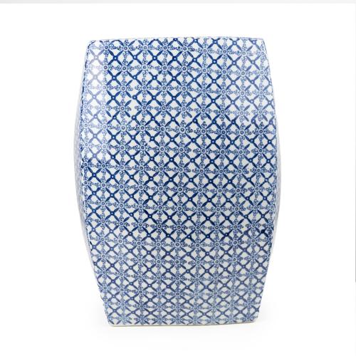 Blue & White Square Ceramic Stool - Image 4