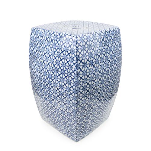 Blue & White Square Ceramic Stool - Image 5