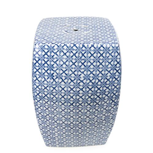 Blue & White Square Ceramic Stool - Image 7