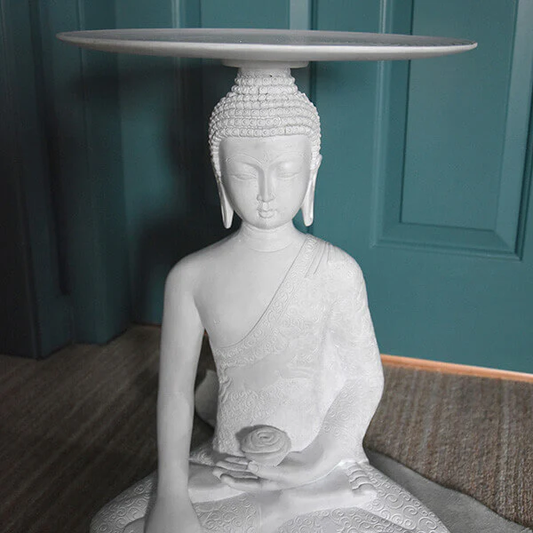 Tranquil Serenity Of Brushed Cream Buddha Table - Image 2