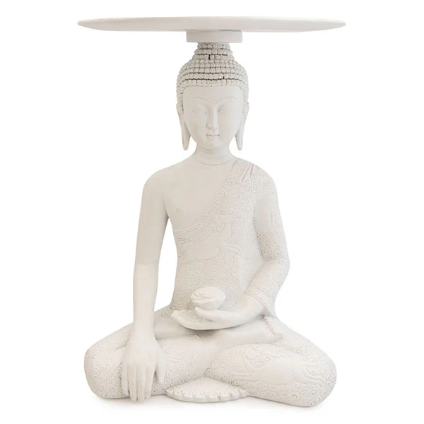 Tranquil Serenity Of Brushed Cream Buddha Table - Image 4