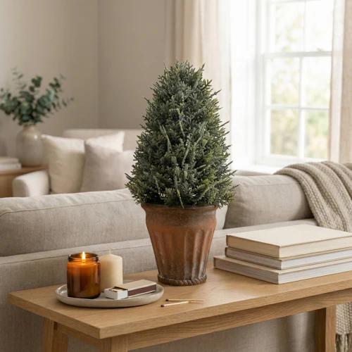 29cm Cypress Tree in Decorative Pot – Artificial Cypress Plant