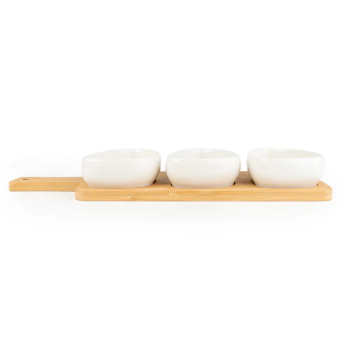 Set of 3 Dishes on Bamboo Tray Tomatoes - Image 3