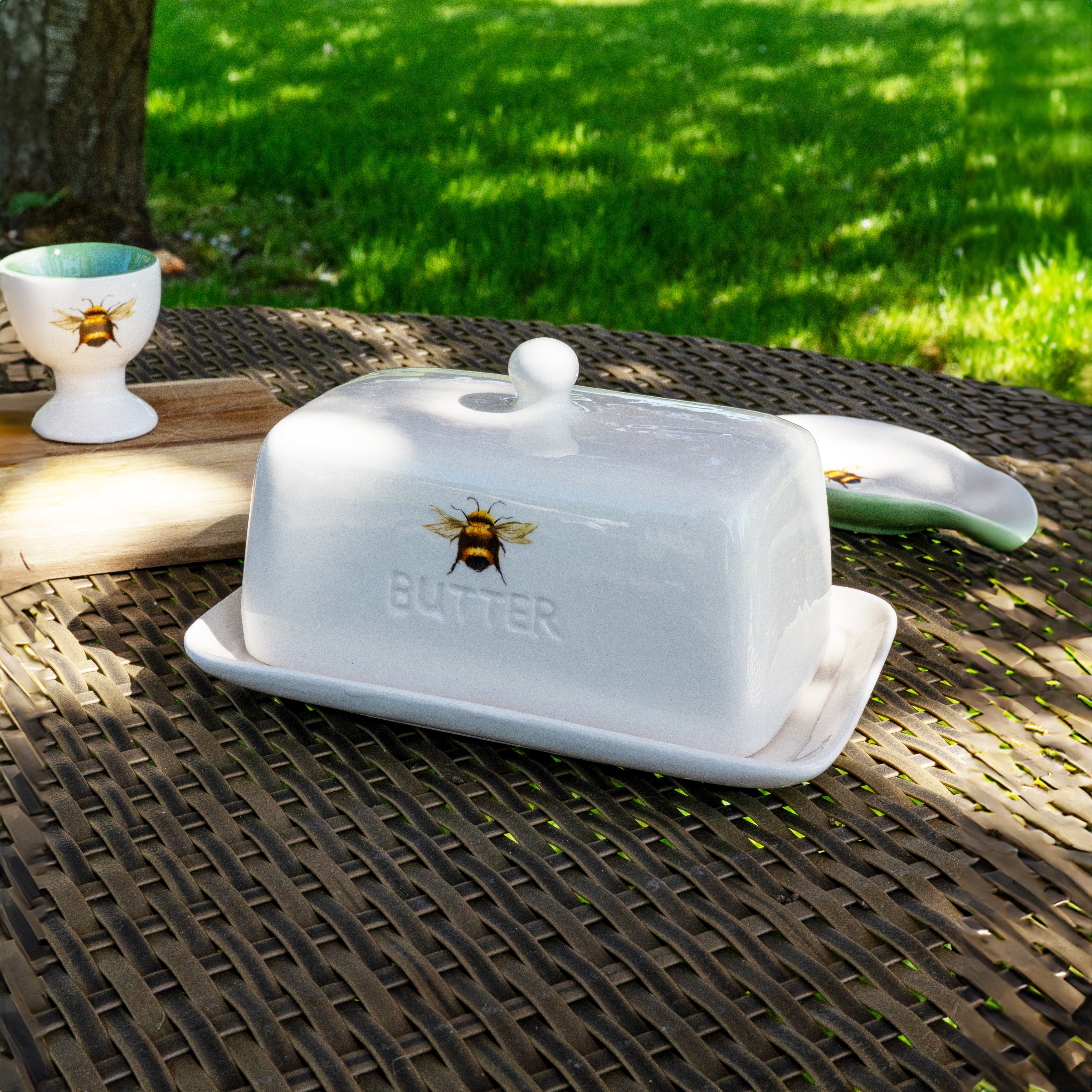 Ceramic Butter Dish with Bee Detail