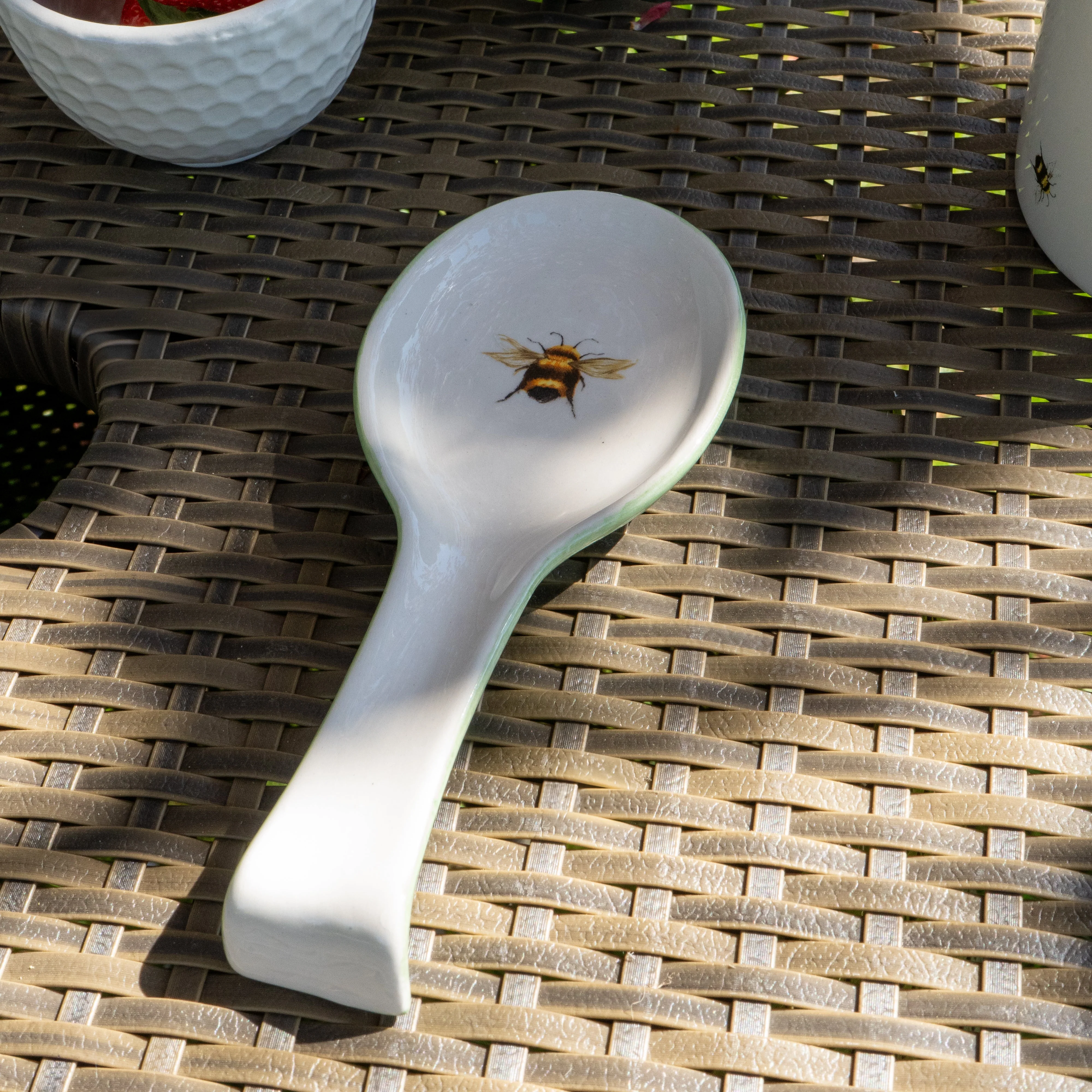Ceramic Spoon Rest with Bee Accent