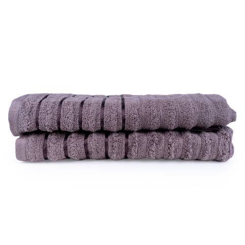 Charcoal Grey Ribbed Towel Set - Image 2