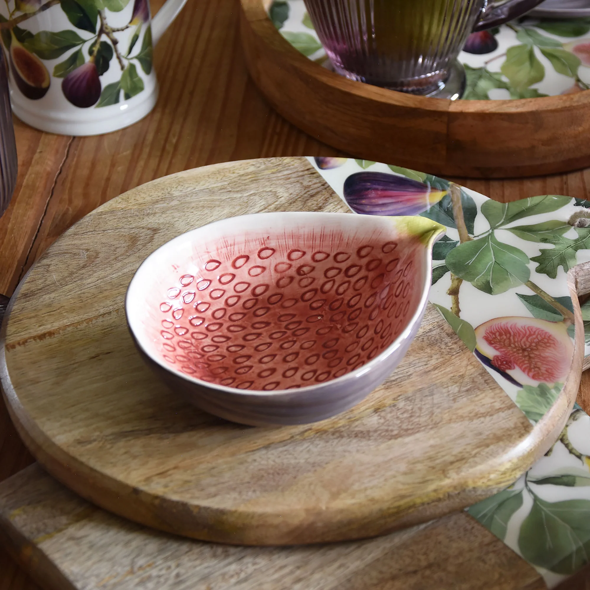 Chopping Board Mango Wood & Enamel, Figs - Image 3