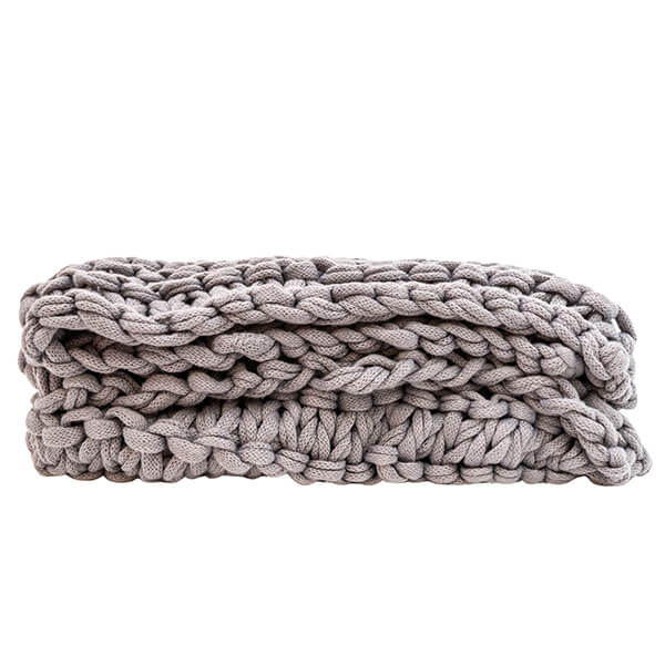 Chunky Knit Throw Blanket in Grey - Image 2