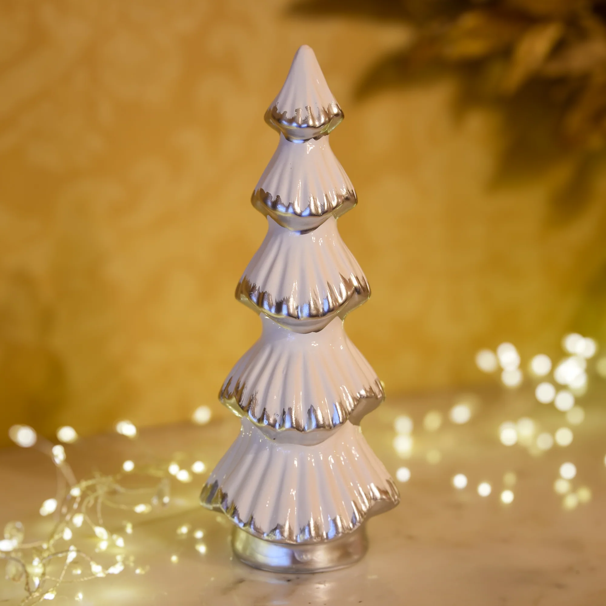 Classic Style White & Silver Ceramic Christmas Tree